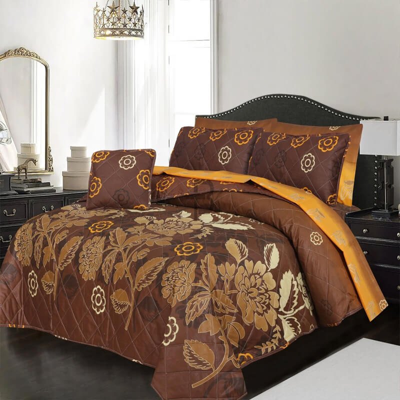 WENERSI-BROWN-SUMMER-COMFORTER-SET WENERSI BROWN COMFORTER SET- 7 PCS