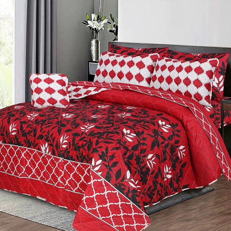 LEAFY-SUMMER-COMFORTER-SET LEAFY SUMMER COMFORTER SET- 7 PCS