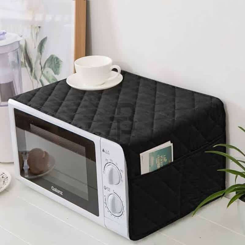 Black Waterproof Quilted Microwave Oven Cover
