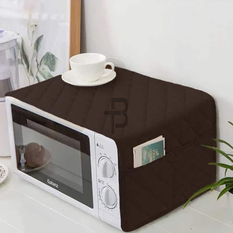 Brown Waterproof Quilted Microwave Oven Cover