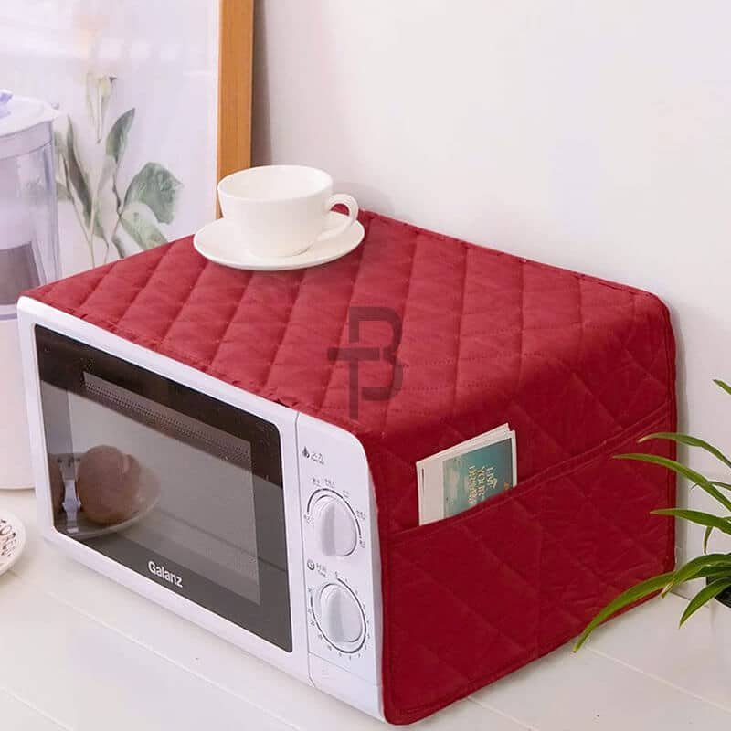 Red Waterproof Quilted Microwave Oven Cover