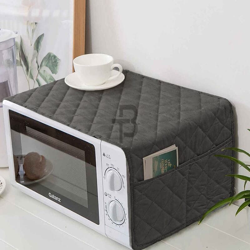 Silver Waterproof Quilted Microwave Oven Cover