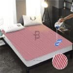 Terry Cotton Waterproof Mattress Cover - Red Stripe