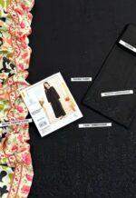 Black Dhanak 3PC Chikan Kari Embroidered - Image 3