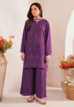 Purple Dhanak 3PC Chikan Kari Embroidered - Image 2