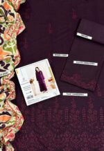 Purple Dhanak 3PC Chikan Kari Embroidered - Image 3